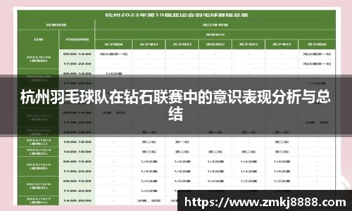 杭州羽毛球队在钻石联赛中的意识表现分析与总结